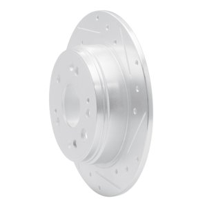 Honda CR-V Brake Rotor (1) - Rear Right - R1 Concepts - Drilled & Slotted - Silver - `02-`04